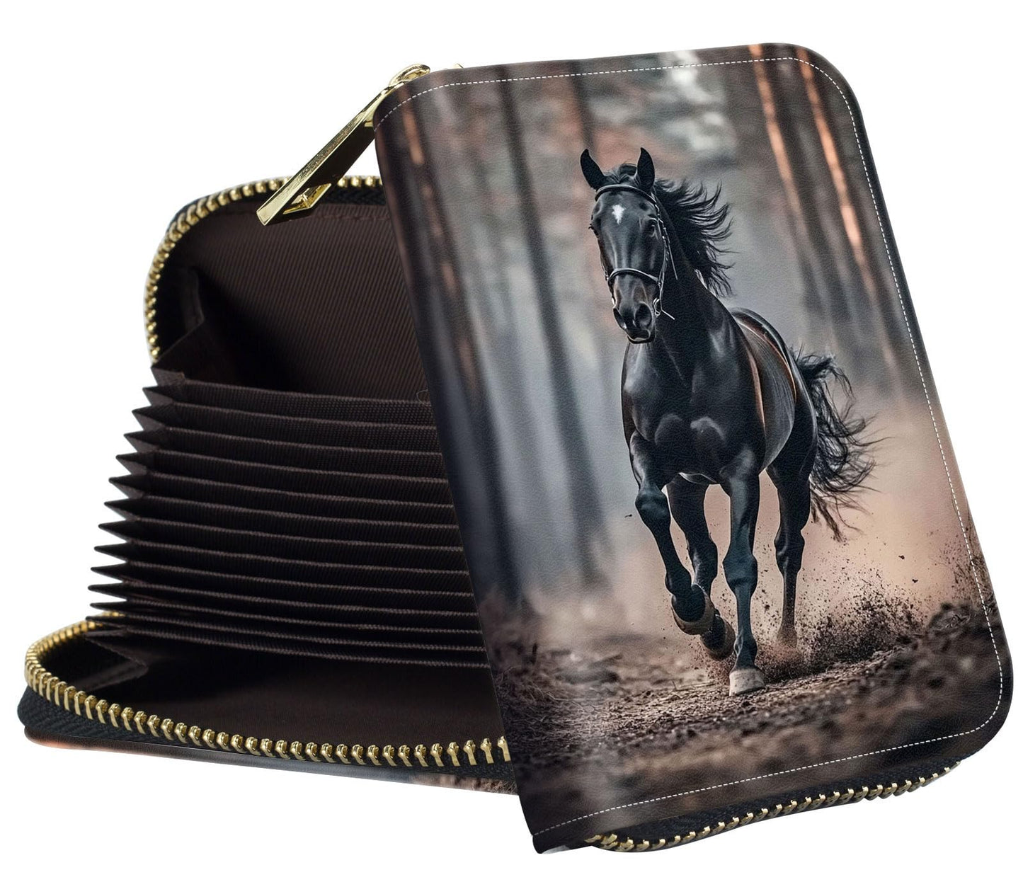 HOTWomens Card Wallet with Zipper, RFID Blocking Small Credit Card Holder Case, PU Leather Accordion Card Wallet for Women, Compact Travel ID & Cash Organizer, Camouflage With Oak