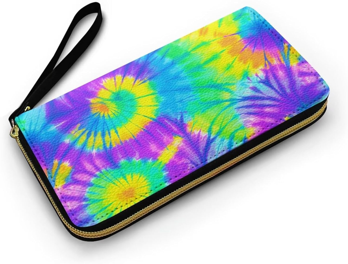 HOTColorful Tie-Dye Large Capacity Wristlet Wallet for Women Gradient Spiral Long Zipper Purse Abstract Aesthetics Travel Wallet Clutch Bag Handbag with Coin Pocket