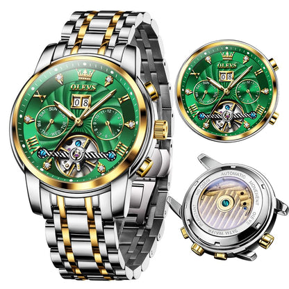 HOTOLEVS Watches for Men Analog Quartz Luxury Diamond Waterproof Chronograph Stainless Steel Big Face Square Date Moon Phase Roman Numeral Dress Mens Watches