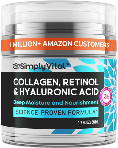 HOTAnti-Aging Face Moisturizer with Retinol, Collagen & Hyaluronic Acid - Moisturizer Face Cream for Women & Men - Visibly Firming & Hydrating Neck Cream - Day & Night Skin Care - 1.7 fl oz