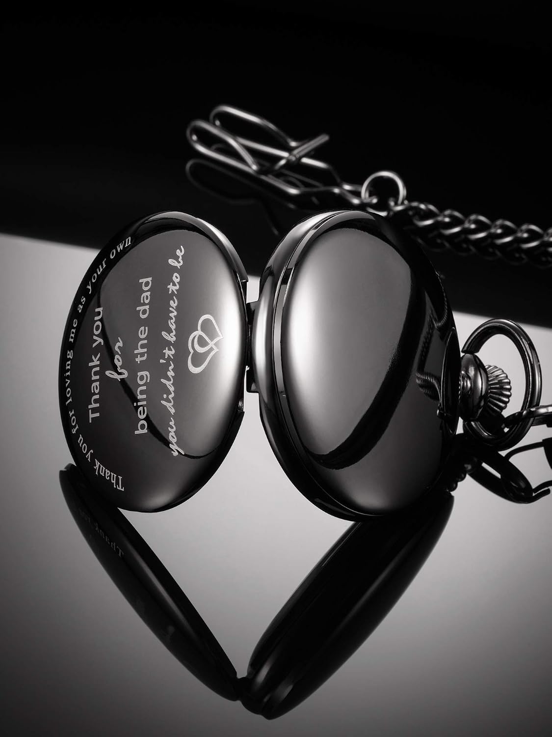 HOTTatuo Dad Presents Pocket Watch for Father in Law, Stepdad Thank You for Loving Me as Your Own Quartz Pocket Watch for Father