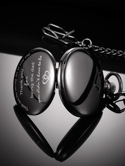 HOTTatuo Dad Presents Pocket Watch for Father in Law, Stepdad Thank You for Loving Me as Your Own Quartz Pocket Watch for Father