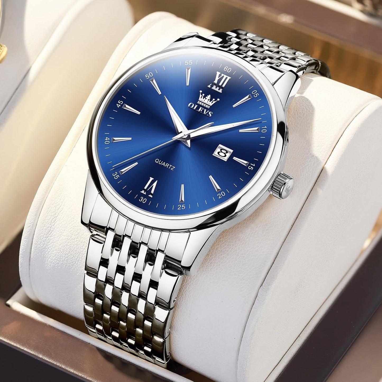 HOTOLEVS Men's Watch,Classic Silver Watches for Men, Waterproof Stainless Steel Roman Numbers Men's Watch Easy to Read