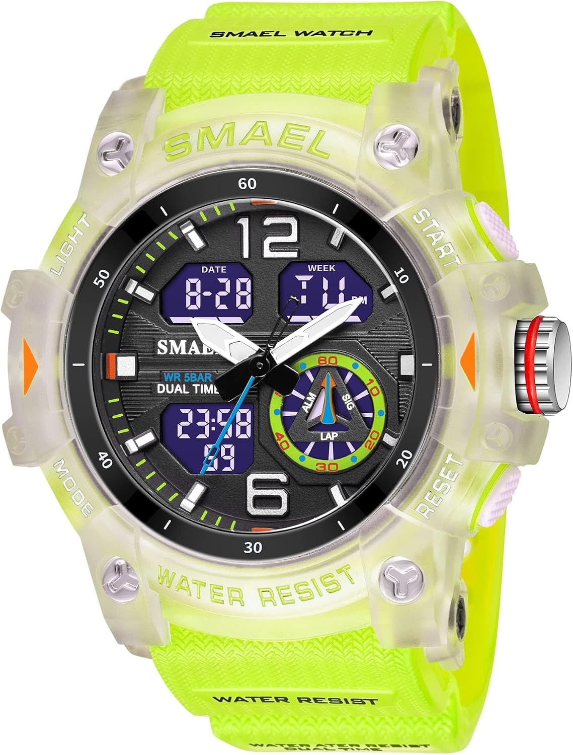 HOTGosasa Men's Large Face Outdoor Sports Watches Military S-Shock Watch Waterproof, Backlight, Alarm, Stopwatch Features - Rugged Wristwatch for Training, Hiking, and Adventure