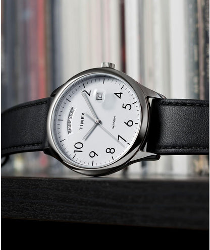 HOTTimex Men's Modern Easy Reader 40mm Watch - Black Strap White Dial Silver-Tone Case