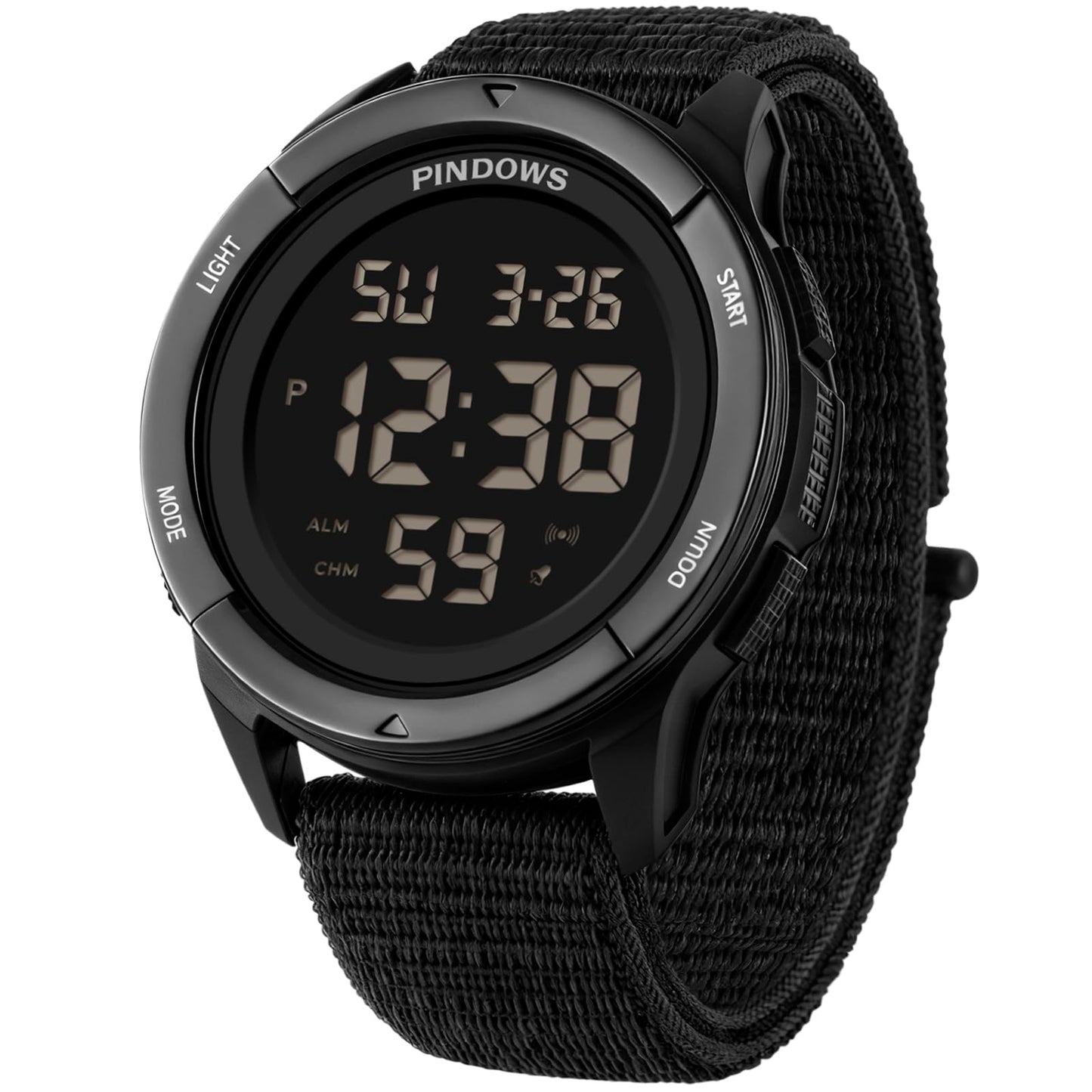 HOTPINDOWS Men's Digital Watch, 50M Waterproof Military Tactical Sport | 10M drop-resistant case, 3X bright LED backlight, and an infinitely adjustable breathable nylon band for a custom fit