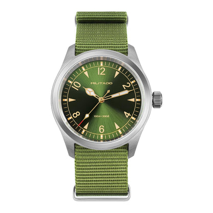 HOTTACTICAL FROG Militado ML08 Field Watch Japanese Sweep VH31 / 515 Movt with Calendar, Men's Military Watch Sapphire Crystal 10 ATM Waterproof Analog Watches for Men
