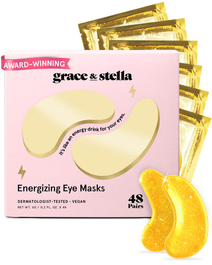 HOTgrace & stella Award Winning Under Eye Mask - Birthday Gifts for Women - Gel Eye Patches for Dark Circles, Puffy Eyes, Undereye Bags - Gifts for Mom - Vegan Self Care (24 Pairs, Gold)