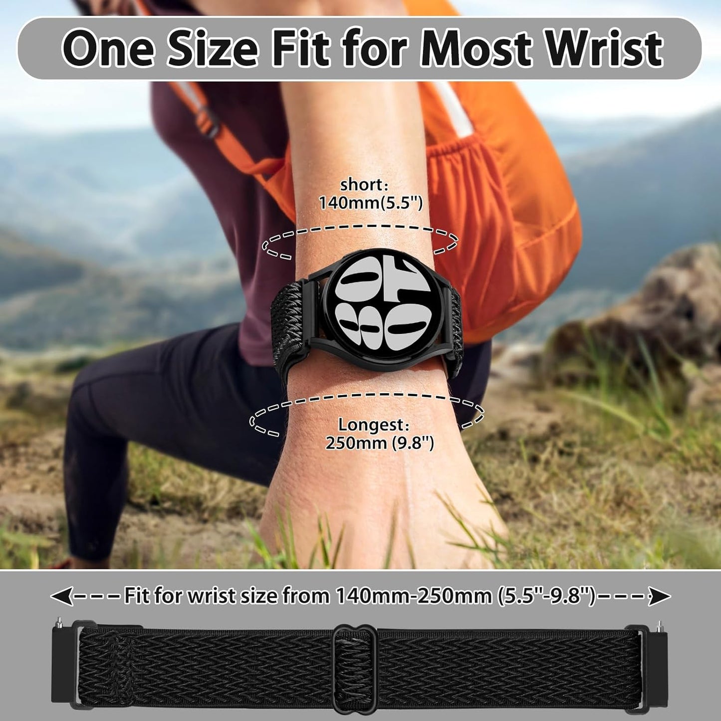 HOTTumpCez Quick Release Watch Band - Choice of Width -18mm 19mm 20mm 22mm 24mm Watch Bands, Solo Loop Adjustable Elastic Nylon Watch Straps Replacement Wristband for Men Women