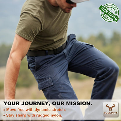 HOTBULLIANT Stretch Tactical Web Belt For Men-Trimmable 1.5"-Adjustable Fit | Smooth Sliding | Adjustable for Precise Fit | Tailored Size | Rugged Nylon for Heavy Duty, Hiking, Hunting
