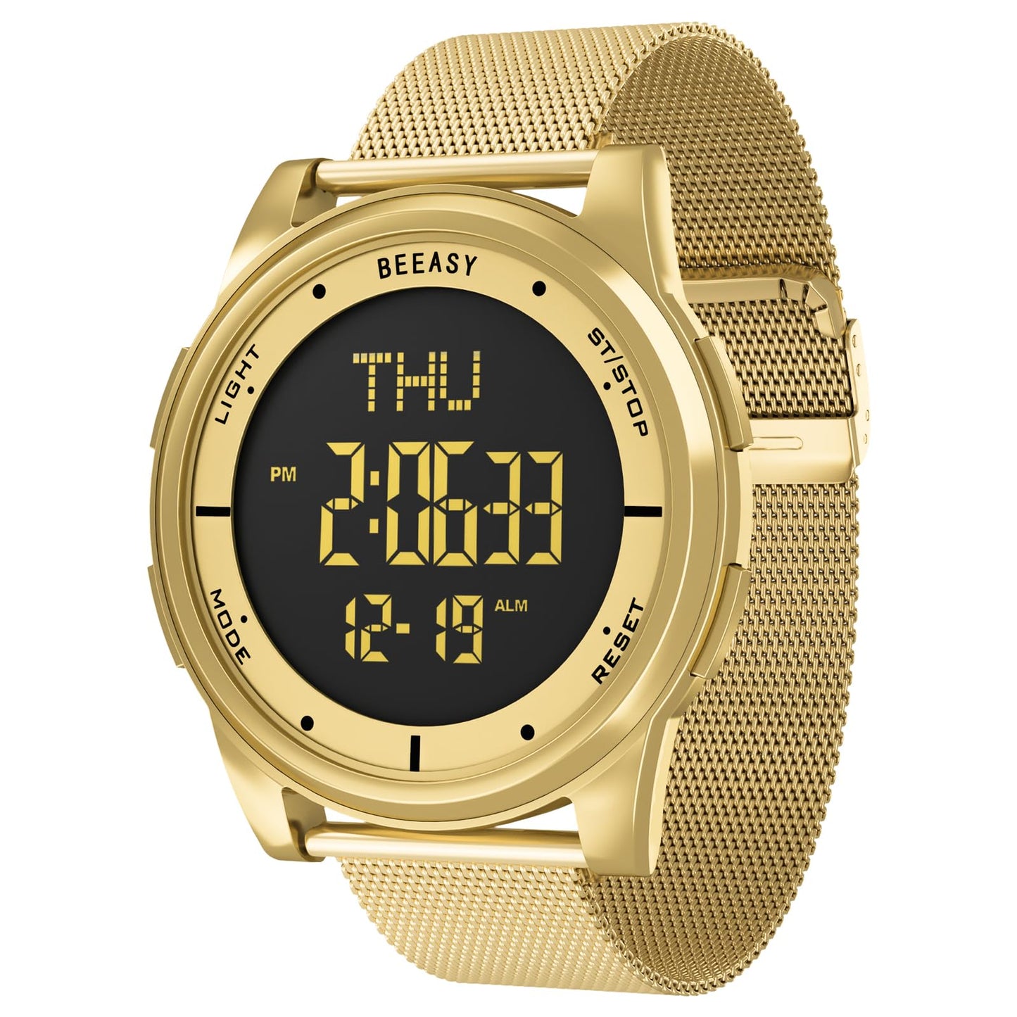 HOTBeeasy Digital Watch for Men Women, 50M Waterproof, Ultra-Thin & Lightweight, 44mm Silicone Sports Watch with Alarm, Stopwatch, Countdown, Ideal for Gym, Running, School, Daily Wear