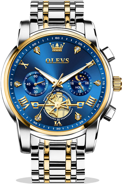 HOTOLEVS Watch Men Waterproof Stainless Steel Quartz Chronograph Analog Watch