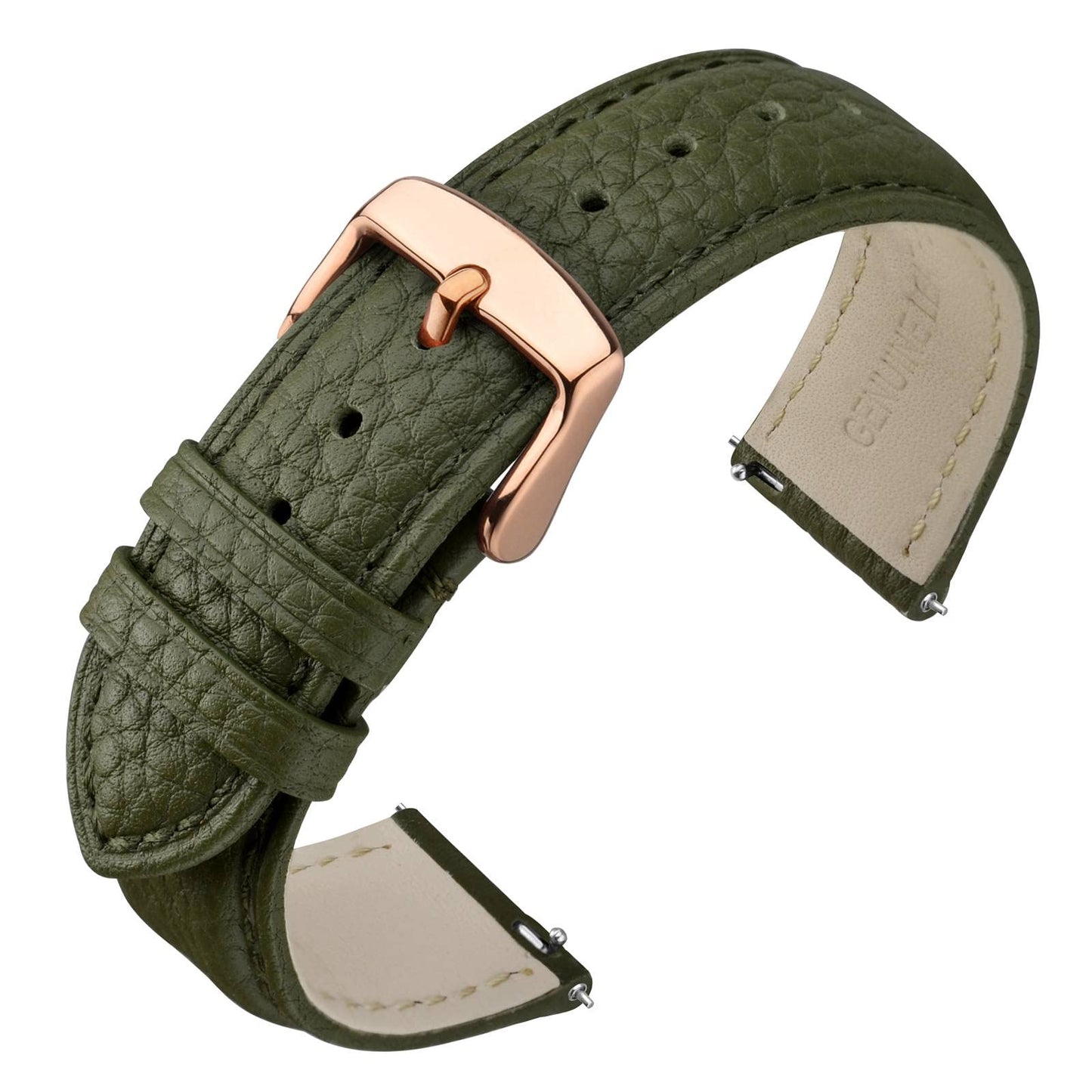 HOTANNEFIT Watch Band 18mm, Quick Release Textured Padded Leather Straps with Gold Buckle for Men and Women (Black)
