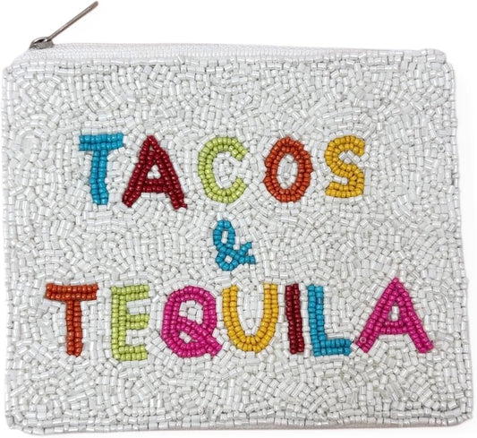 HOTTACOS AND TEQUILA Coin Purse Pouch, Coin Purse Pouch, Beaded Coin Purse, Cute Coin Purse, Beaded Purse, Summer Coin Purse, Best Friend Gift, Pouches, Boho Bags, Wallets for Her