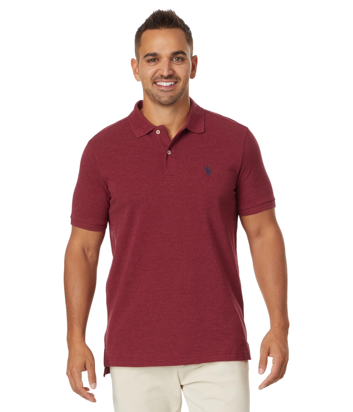 HOTU.S. Polo Assn. Men's Classic Polo Shirt, Two-Button Closure Pique Polo Shirt, Summer Fashion Golf Shirt | Two-Button Closure Pique Polo Shirt, Summer Fashion Golf Shirt