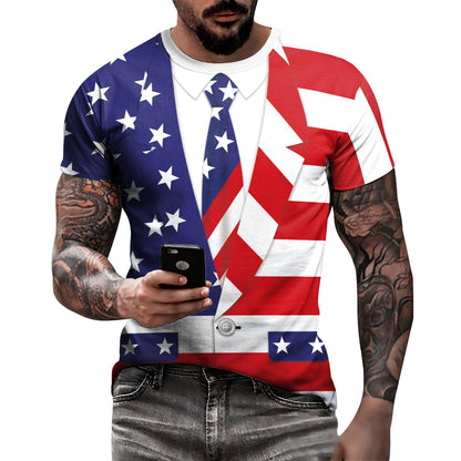 HOTEciodci Men's American USA Flag Patriotic T-Shirts 4th of July Shirts US Eagle Flag Soft Summer Short Sleeve Shirt for Men