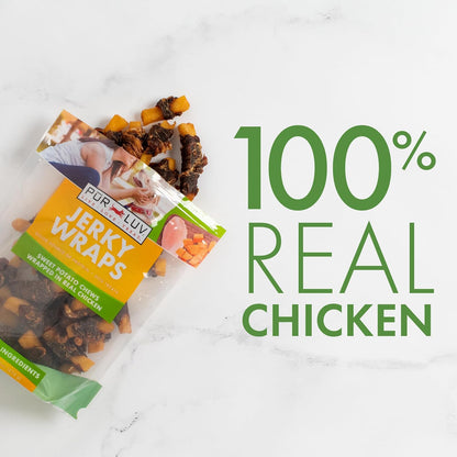 HOTPur Luv Chicken Wrapped Sweet Potato Dog Treats, Rawhide Free Jerky Wraps, Made with Real Chicken, 16 Oz, Healthy, Easily Digestible, Long Lasting, High Protein Treat, Satisfies Dog's Urge to Chew