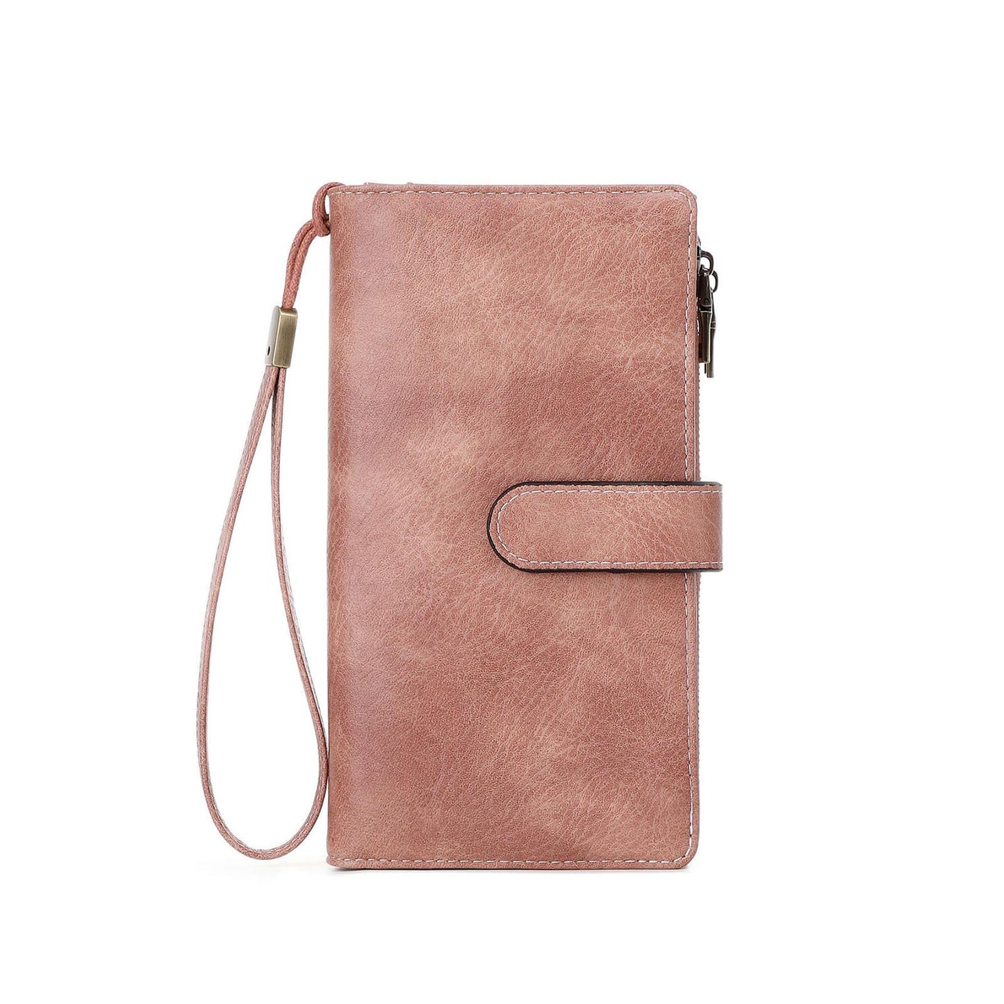 HOTRFID Blocking PU Leather Wallet for Women - Slim Bifold with 16 Card Slots & Zipper Pocket, Compact Designer Purse with Smooth Double Zipper Design