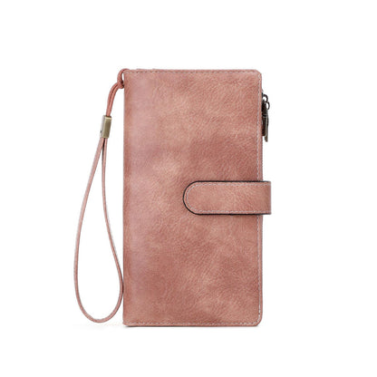 HOTRFID Blocking PU Leather Wallet for Women - Slim Bifold with 16 Card Slots & Zipper Pocket, Compact Designer Purse with Smooth Double Zipper Design