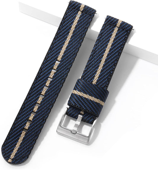 HOTTACTICAL FROG 18 mm 20 mm 22 mm Fast Release Nylon Watch band with Stainless Steel Buckle, Two-Piece Waterproof Nylon Watch Strap for Men and Women