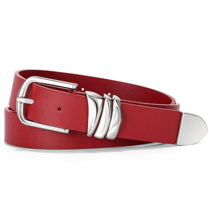 HOTVONMELLI Women's Belt for Jeans Dress Leather Belt for Women Fashion Waist Ladies Belt with Silver Buckle