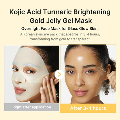 HOTmedicube Jelly Gel Mask with Brightening Kojic Acid Turmeric | Overnight Face Mask for Glass Glow Skin | Elasticity, Hydrating, Firming and Radiance Boosting | Korean Skincare, 28g x 4ea