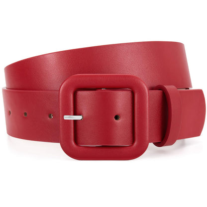 HOTWHIPPY Women Leather Belt Candy Color Fashion Square Buckle Belt Ladies Belt for Jeans Pants Dresses