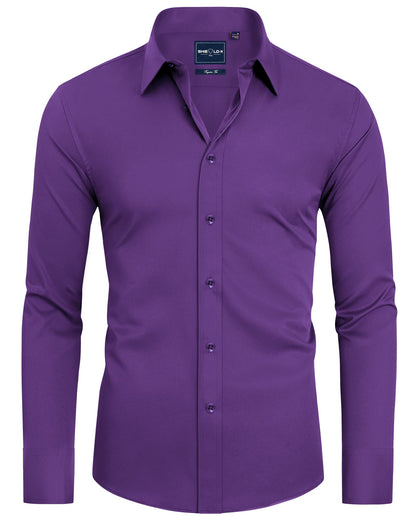 HOTAlimens & Gentle Slim Fit Dress Shirts for Men Long Sleeve Stretch Stain Proof Wrinkle Free Button Down Shirts Formal Shirts