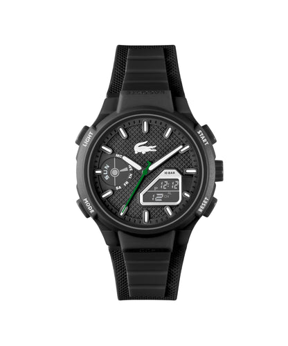 HOTLacoste LC33 Men’s Analog-Digital Quartz Watch - Silicone Strap with Crocodile Texture, TR90 Octagonal Case, Alarm, Chronograph and Calendar -Bold, Sporty Timepiece