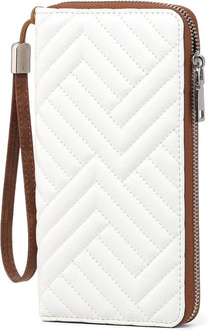 HOTGOIACII Womens Wallet RFID Blocking Leather Large Capacity Long Purse Card Clutch Wristlet