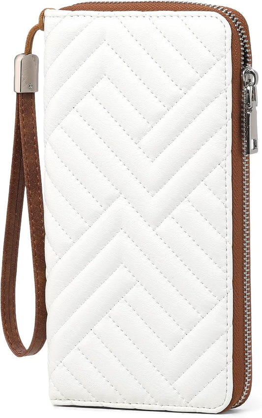 HOTGOIACII Womens Wallet RFID Blocking Leather Large Capacity Long Purse Card Clutch Wristlet