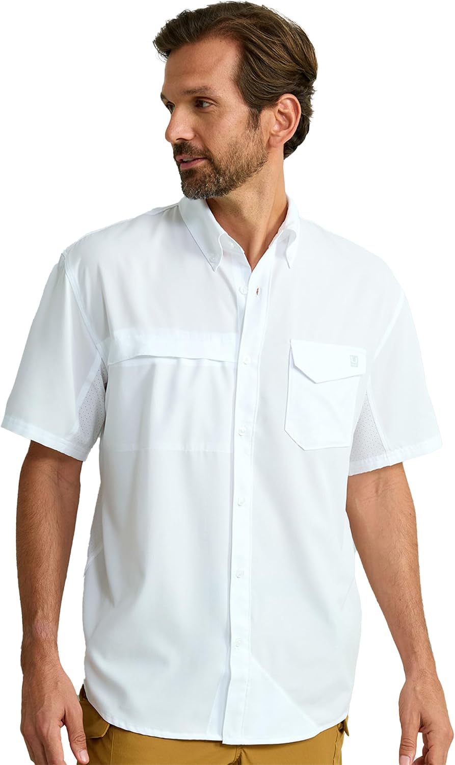 HOTHUK Men's Tide Point Kc Scott Original Artwork Short Sleeve Shirt, Fishing Button Down