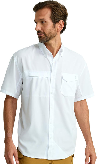 HOTHUK Men's Tide Point Kc Scott Original Artwork Short Sleeve Shirt, Fishing Button Down