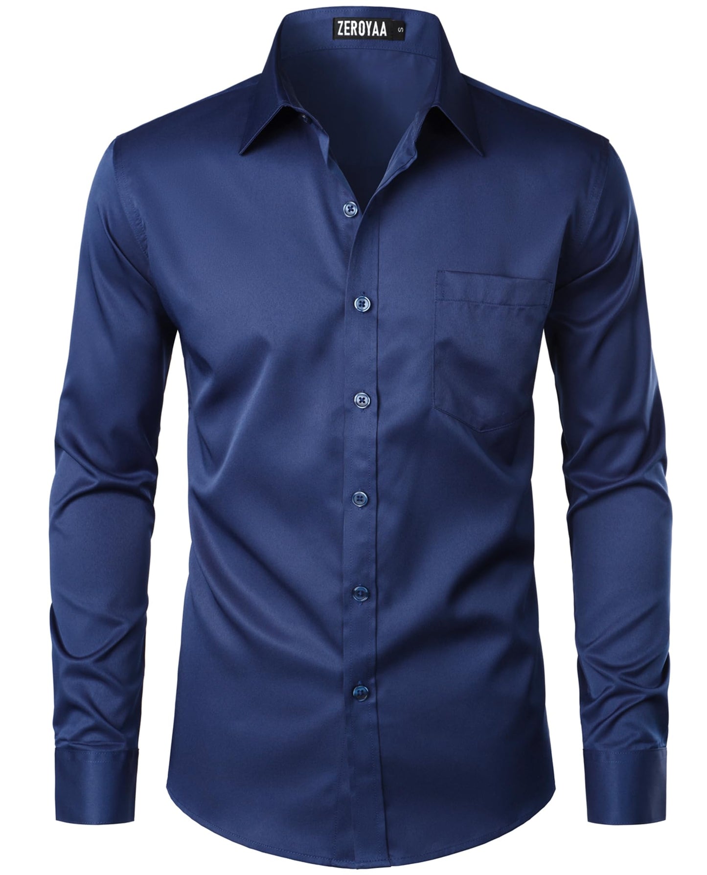 HOTZEROYAA Men's Urban Stylish Casual Business Slim Fit Long Sleeve Button Up Dress Shirt with Pocket