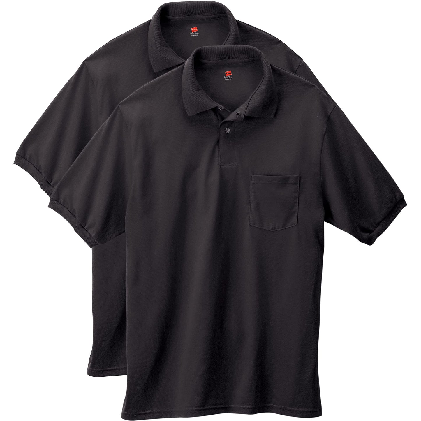 HOTHanes Men's Short Sleeve Jersey Pocket Polo (Pack of 2)