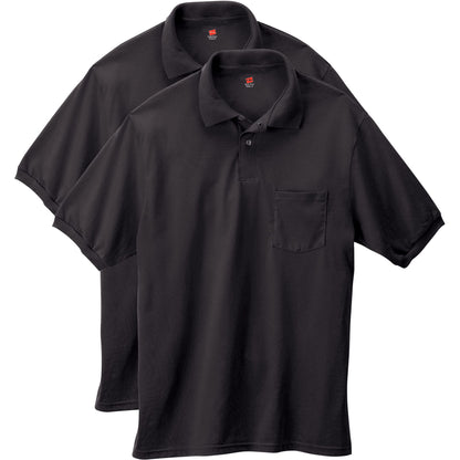 HOTHanes Men's Short Sleeve Jersey Pocket Polo (Pack of 2)