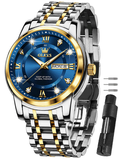 HOTOLEVS Men's Watch,Classic Silver Watches for Men, Waterproof Stainless Steel Roman Numbers Men's Watch Easy to Read