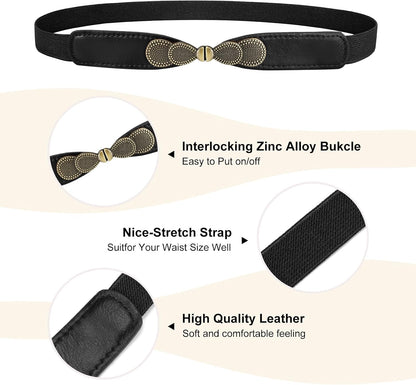 HOTJASGOOD Women Skinny Elastic Stretch Belt for Dresses Retro Ladies Waist Vintage Thin Belt