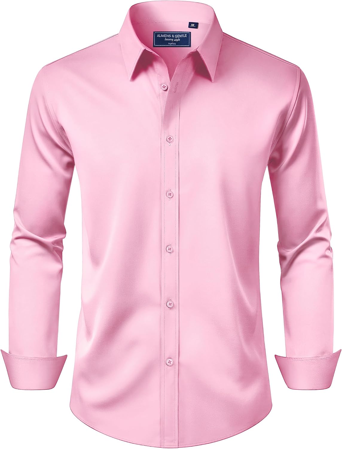 HOTAlimens & Gentle Men's Dress Shirt Regular Fit Stretch Stain Shield Long Sleeve Solid Business Wedding Button Down Shirts
