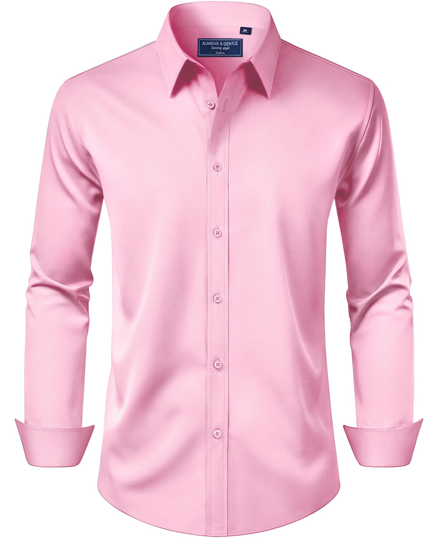 HOTAlimens & Gentle Men's Dress Shirt Regular Fit Stretch Stain Shield Long Sleeve Solid Business Wedding Button Down Shirts