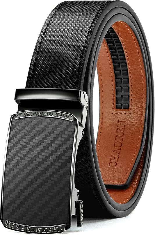HOTCHAOREN Mens Belt Leather Ratchet Belt - Customizable Fit, Effortless Style (35mm)