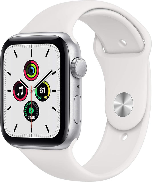 HOTApple Watch SE (GPS, 44mm) - Silver Aluminum Case with White Sport Band (Renewed)