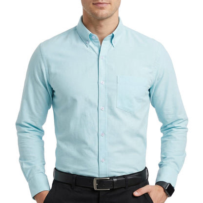 HOTCotton King Mens 100% Cotton Oxford Shirt Long Sleeve Dress Shirts for Men Button Down Work Casual Shirt with Pocket