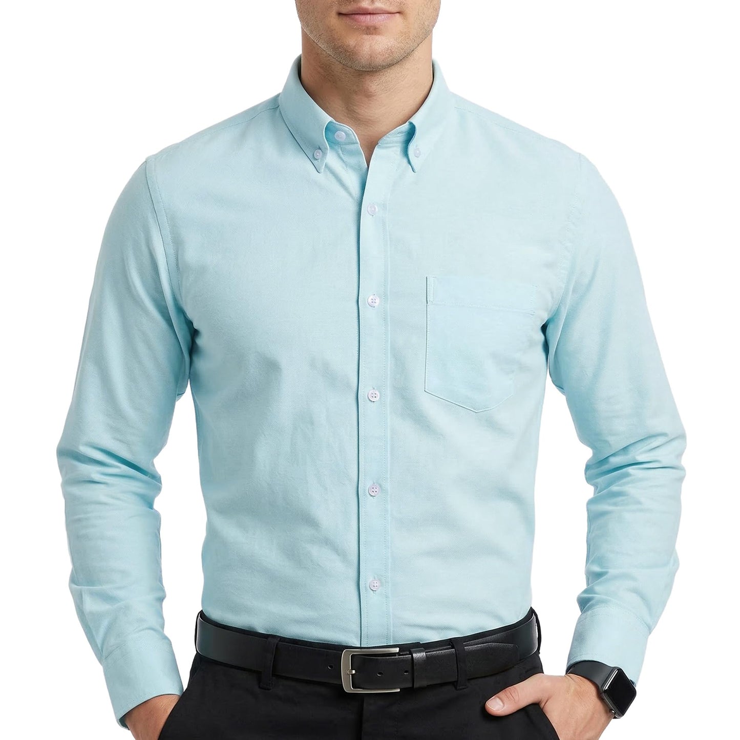 HOTCotton King Mens 100% Cotton Oxford Shirt Long Sleeve Dress Shirts for Men Button Down Work Casual Shirt with Pocket