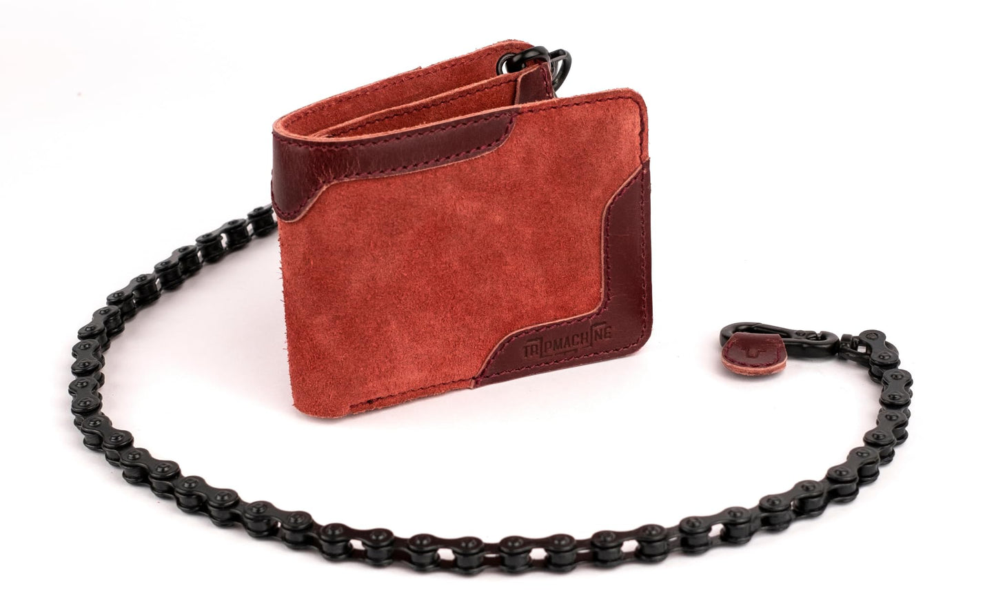 HOTTrip Machine Company Rodeo Motorcycle Genuine Leather Chain Wallet for Men (Cherry Red)