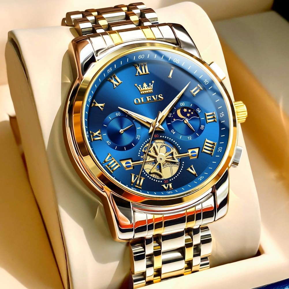 HOTOLEVS Watches Men Waterproof Luxury Big Face Mens Watch Stainless Steel Quartz Analog Dress Watches for Men Luminous Multifunction Man Watch Relojes De Hombre