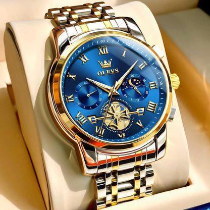 HOTOLEVS Watches Men Waterproof Luxury Big Face Mens Watch Stainless Steel Quartz Analog Dress Watches for Men Luminous Multifunction Man Watch Relojes De Hombre