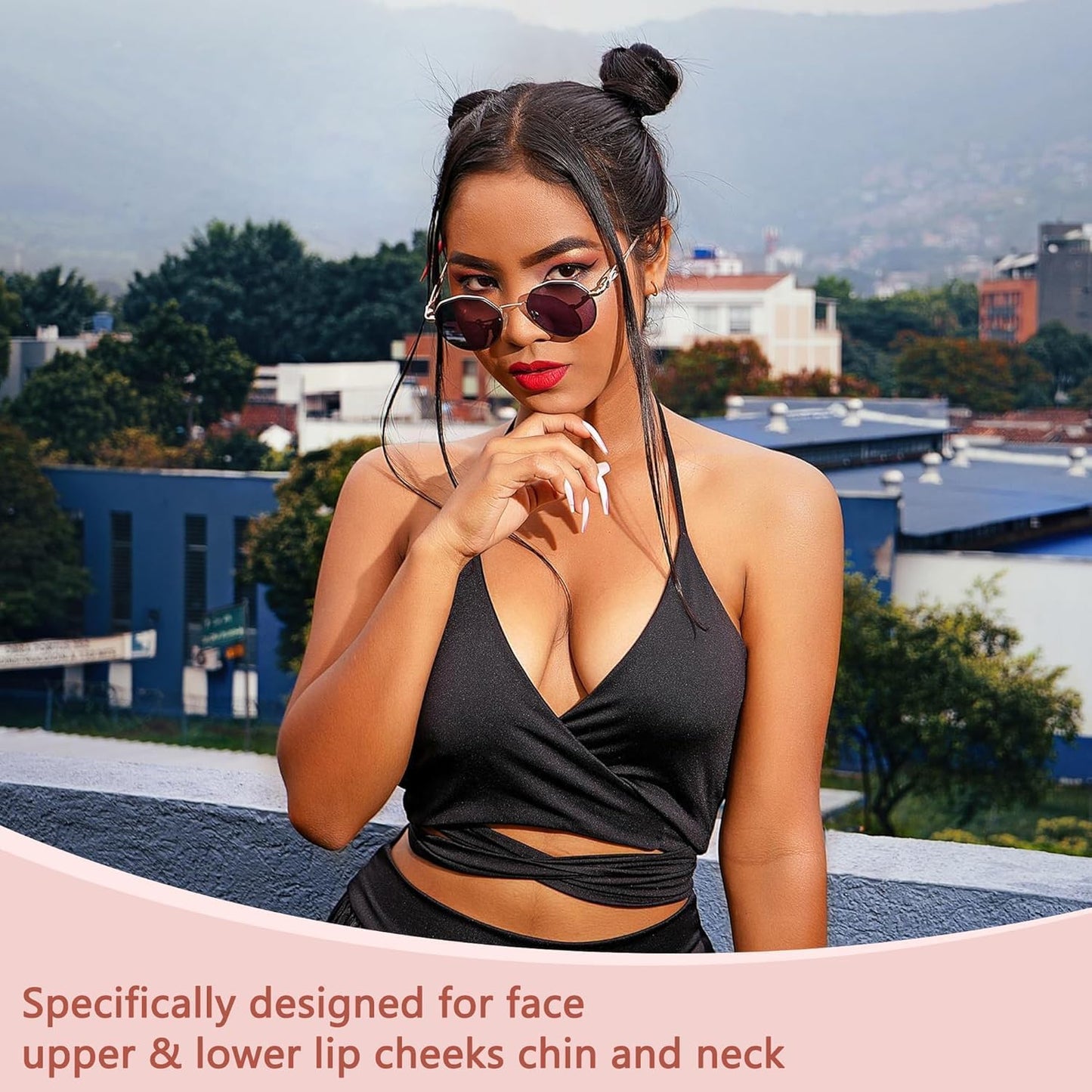 HOTRechargeable Facial Hair Removal for Women - as Seen on TV Painless Face Shaver - Electric Hair Remover for Face Lips Peach Fuzz with Light (Blue)