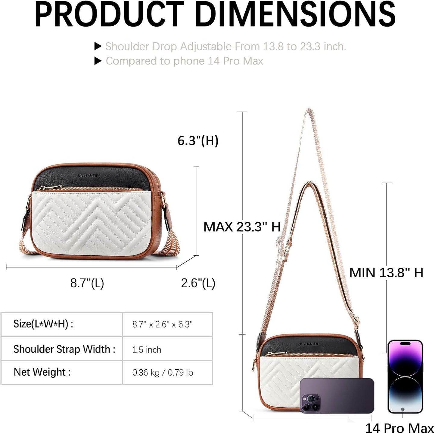 HOTBOSTANTEN Quilted Crossbody Bags for Women ＆ Small Wallet for Women Leather RFID Blocking Card Holder