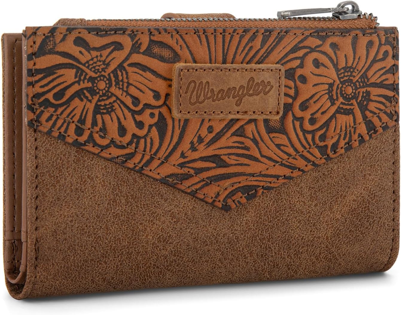 HOT× Wrangler Small Wallet for Women Designer Bifold Wallet Embossed Women'S Wallets, Card Cases & Money Organizers, Brown